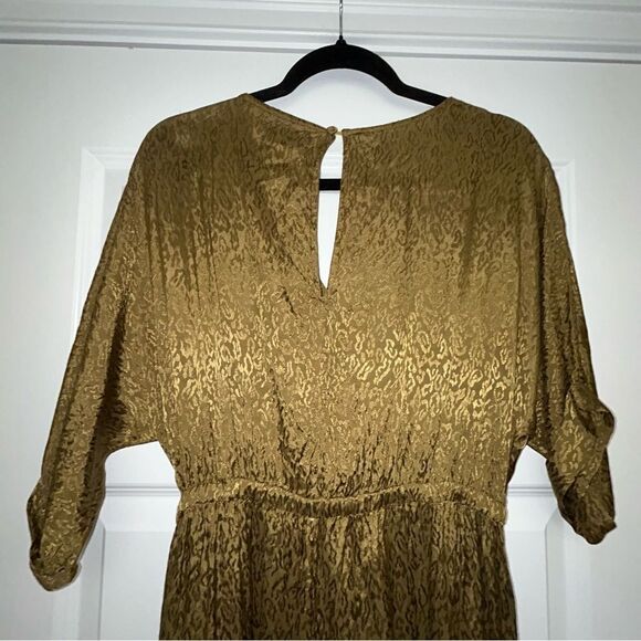 Maeve Anthropologie Jacqueline Animal Print Faux Wrap Short Sleeve Jumpsuit - Picture 6 of 8